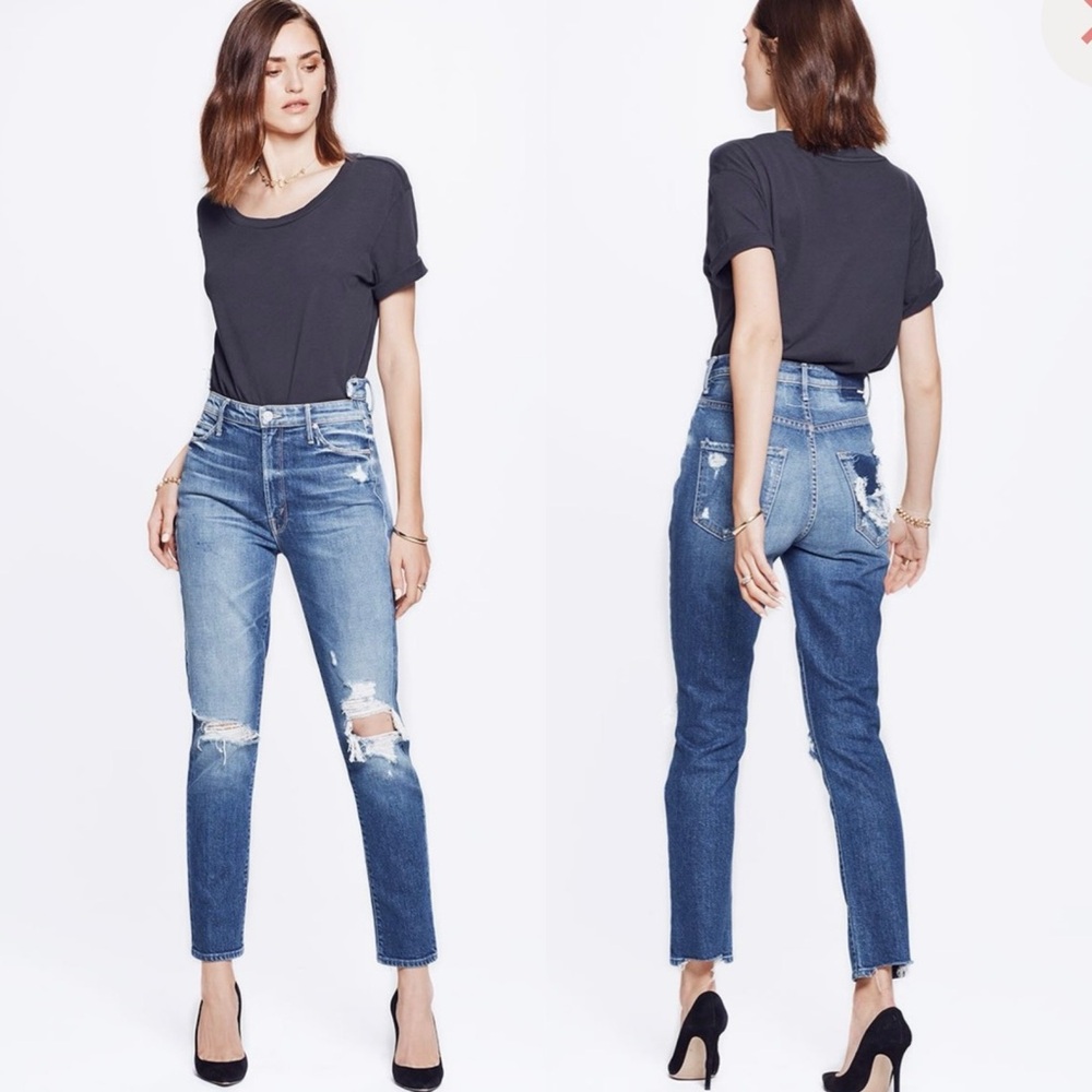 Mother Superior The Dazzler Shift Jeans 28 | High Rise Distressed Straight Leg